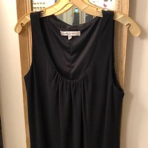 Evan Picone black stretch dress gathered round neckline sleeveless cocktail ❤️